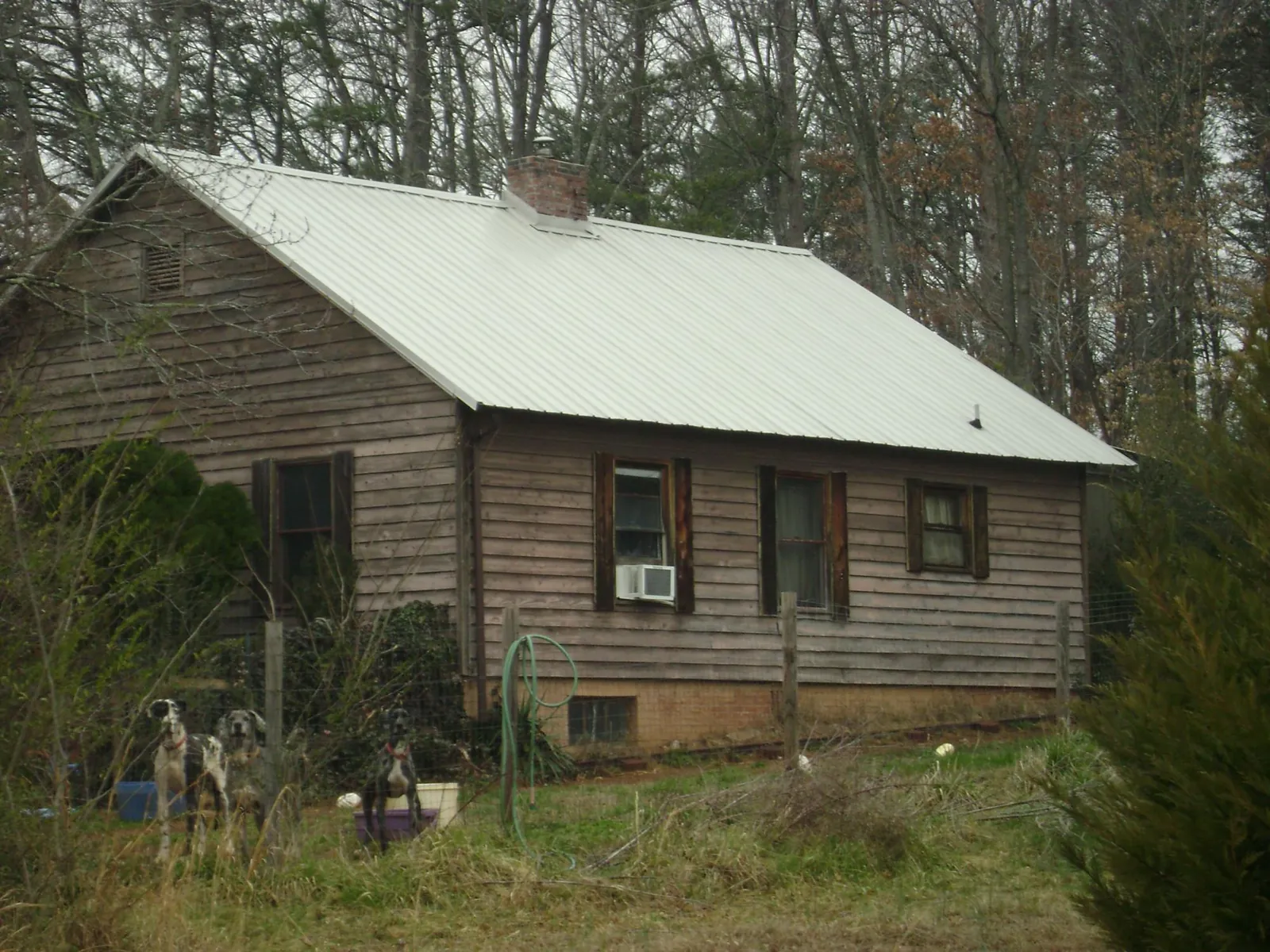 White metal roof on an old wood sided farmhouse, from a Metal Roof Installation job in Sylvania